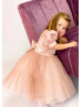 Blush Polka Dotted Lace Sweet Flower Girl Dress